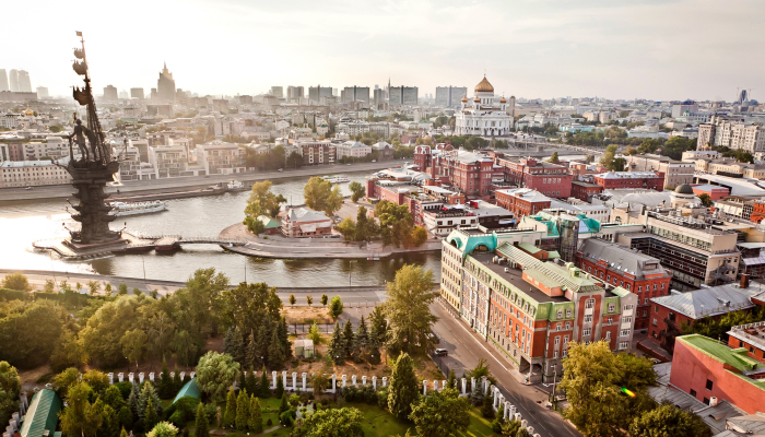 Aerial Moscow city panorama